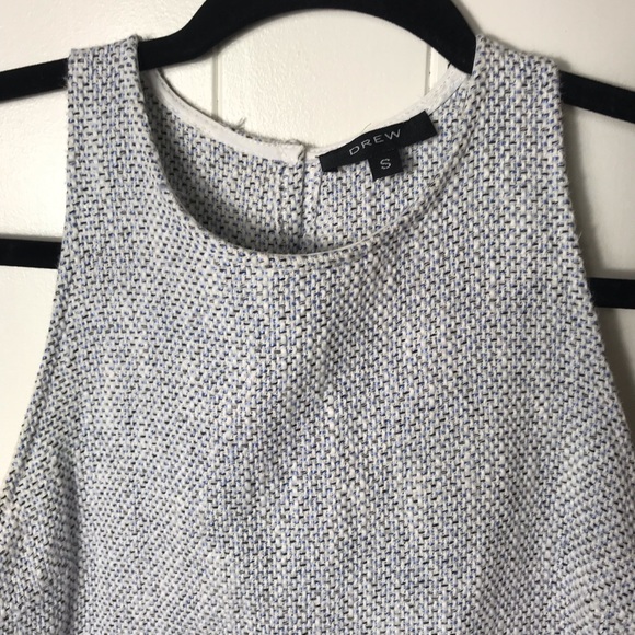 DREW Woven Tank Top Crop Cropped Blouse Sleeveless Fringe Light Blue White S - Picture 3 of 7
